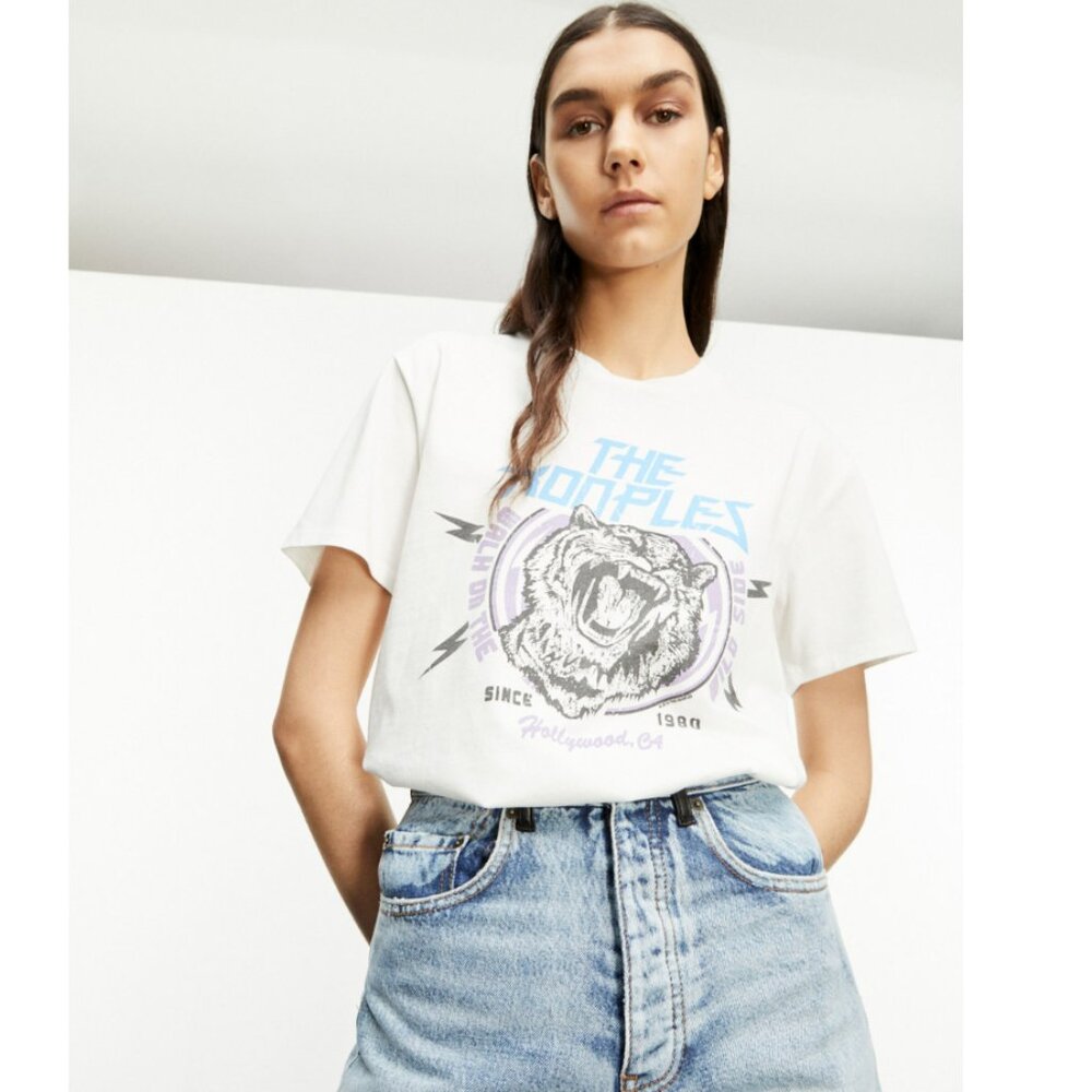 KOOPLES White Printed Cotton T-shirt with Tiger 🐯 M/3